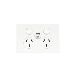 Hager Finesse Double Power Point with Twin USB A + C Charger Matt White WBQP2SUSBAC-MW