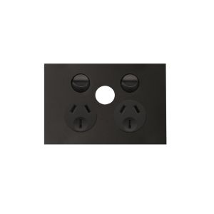 Hager Finesse Double Power Point with blank extra switch 10A 250V Matt Black WBQP2XSB-MB