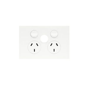 Hager Finesse Double Power Point with blank extra switch 10A 250V Matt White WBQP2XSB-MW