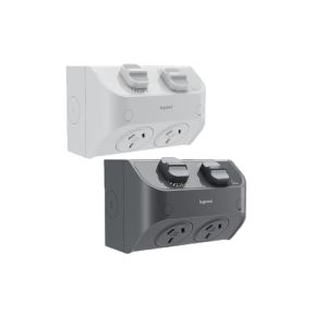 Legrand AQUA LIFE WL777/2T- IP53 Weatherproof Double Powerpoint 10Amp (2 sets of terminals) Surface Mount 