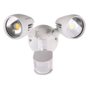 Domus 2x15W MURO Tri Colour Twin Spot Light with Sensor IP44 White 25064