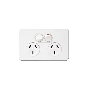 Hager Silhouette Matt White 10A Double Power Point with shutter  WBSP2S-MW