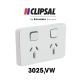 3025 Clipsal Iconic - Twin Switch Socket Outlet, Horizontal Mount, 250V, 10A