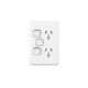 3025VXAVW Clipsal Iconic - Twin Switch Socket Outlet, Vertical Mount, 250V, 10A with Removable Extra Switch