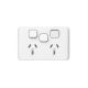 3025XAVW Clipsal Iconic - Twin Switch Socket Outlet, Horizontal Mount, 250V, 10A with Removable Extra Switch
