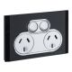 4025 Clipsal Saturn Twin Switch Socket Outlet, 250V, 10A-Espresso Black