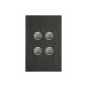 4064VH Switch Grid Plate and Cover, 4 Gang, Less Mechanism, Saturn Series-Horizon Black