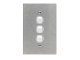 BSL33VA Flush Switch, 3 Gang, 250VAC, 10A, Metal Plate Range, BSL Style, Standard, Vertical, Stainless Steel