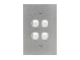 BSL34VA Flush Switch, 4 Gang, 250VAC, 10A, Metal Plate Range, BSL Style, Standard, Vertical, Stainless Steel