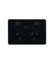 Trader Flat Cat Black Power Point Switched 2 Gang 10A 250V~ With Removable Extra Switch 16AX/20A FLPPSW2GBK