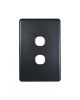 Trader Flat Cat Matt Black Switch Plate Vertical 2 Gang (Less Mech) FLSWPV2GMBK