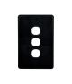Trader Flat Cat Black Switch Plate Vertical 3 Gang (Less Mech) FLSWPV3GBK