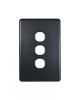 Trader Flat Cat Matt Black Switch Plate Vertical 3 Gang (Less Mech) FLSWPV3GMBK