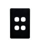 Trader Flat Cat Black Switch Plate Vertical 4 Gang (Less Mech) FLSWPV4GBK