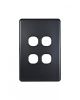 Trader Flat Cat Matt Black Switch Plate Vertical 4 Gang (Less Mech) FLSWPV4GMBK