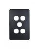 Trader Flat Cat Matt Black Switch Plate Vertical 5 Gang (Less Mech) FLSWPV5GMBK