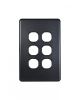 Trader Flat Cat Matt Black Switch Plate Vertical 6 Gang (Less Mech) FLSWPV6GMBK