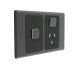 Clipsal Iconic Styl Skin Single Power Point with extra switch S3015XC-Styl Silver Shadow