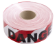 75mm x 100m Danger White / Red Barricade Tape