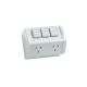 WSC227/2X Twin Switch Socket Outlet, 250V, 10A, Weather Proof, Extra Switch